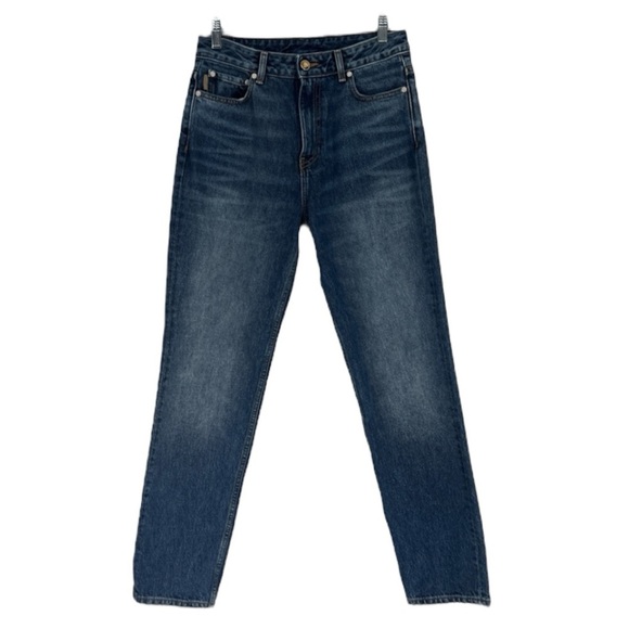 GANNI Straight Leg Designer Logo Dark Wash High Waist Classic Denim Jeans 29 - Picture 1 of 11